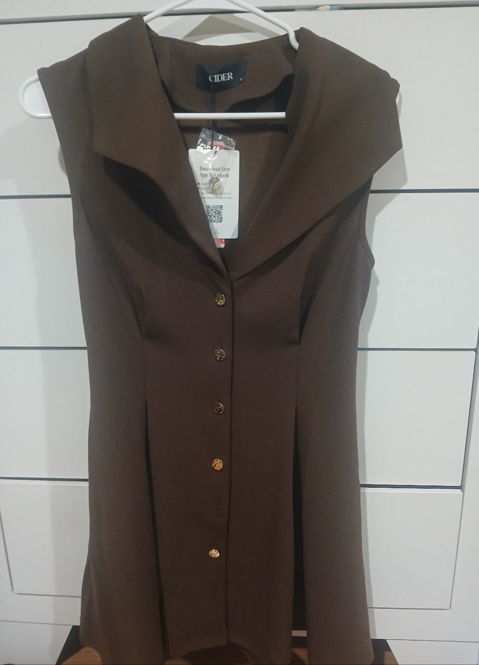 Cider Chocolate Brown Sleeveless Button-Front Fit & Flare Dress - Picture 2 of 3